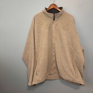 ST. JOHN'S BAY Men’s Beige Plush Fleece Full Zip Jacket, Size 4XL